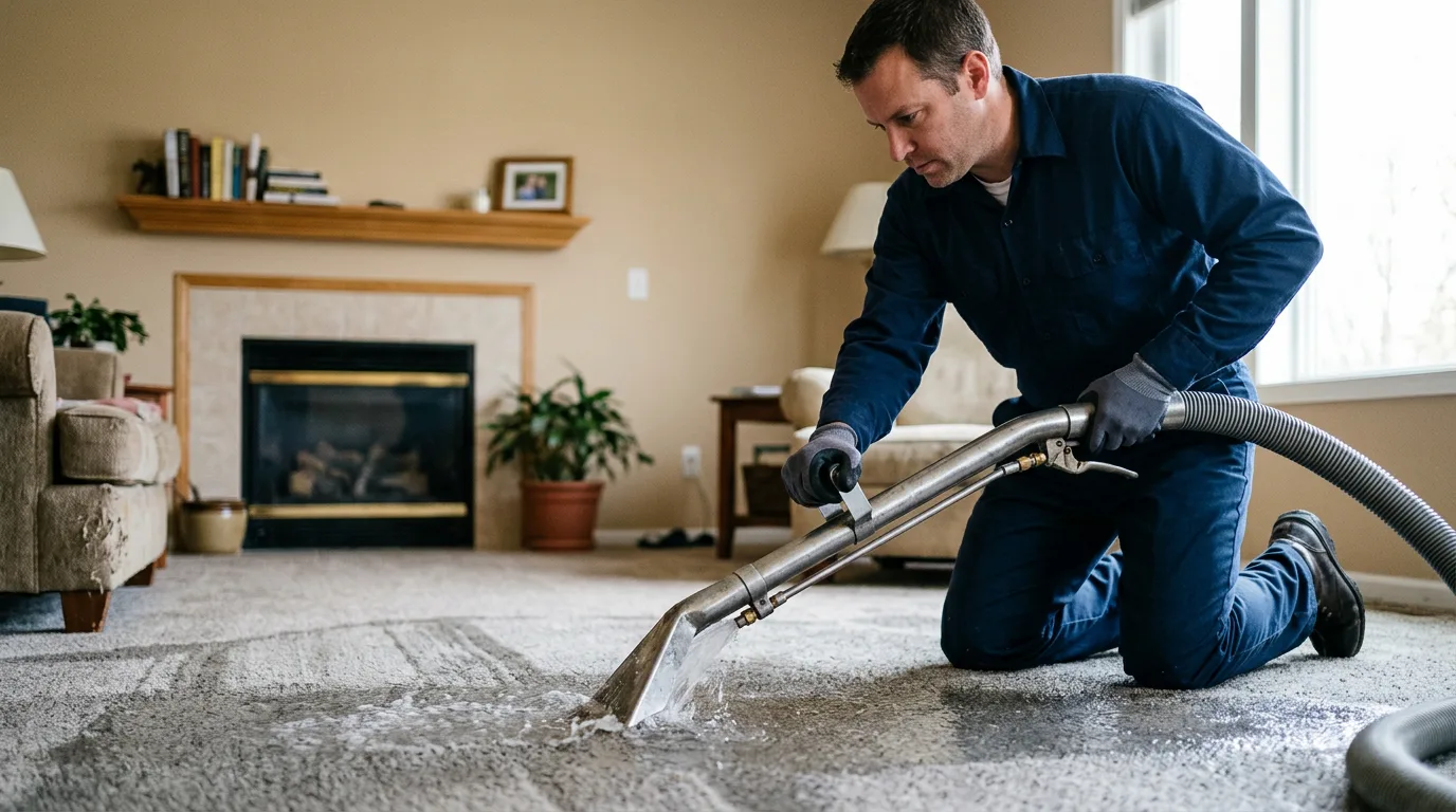 Water damage restoration technician working near Marlow, OK